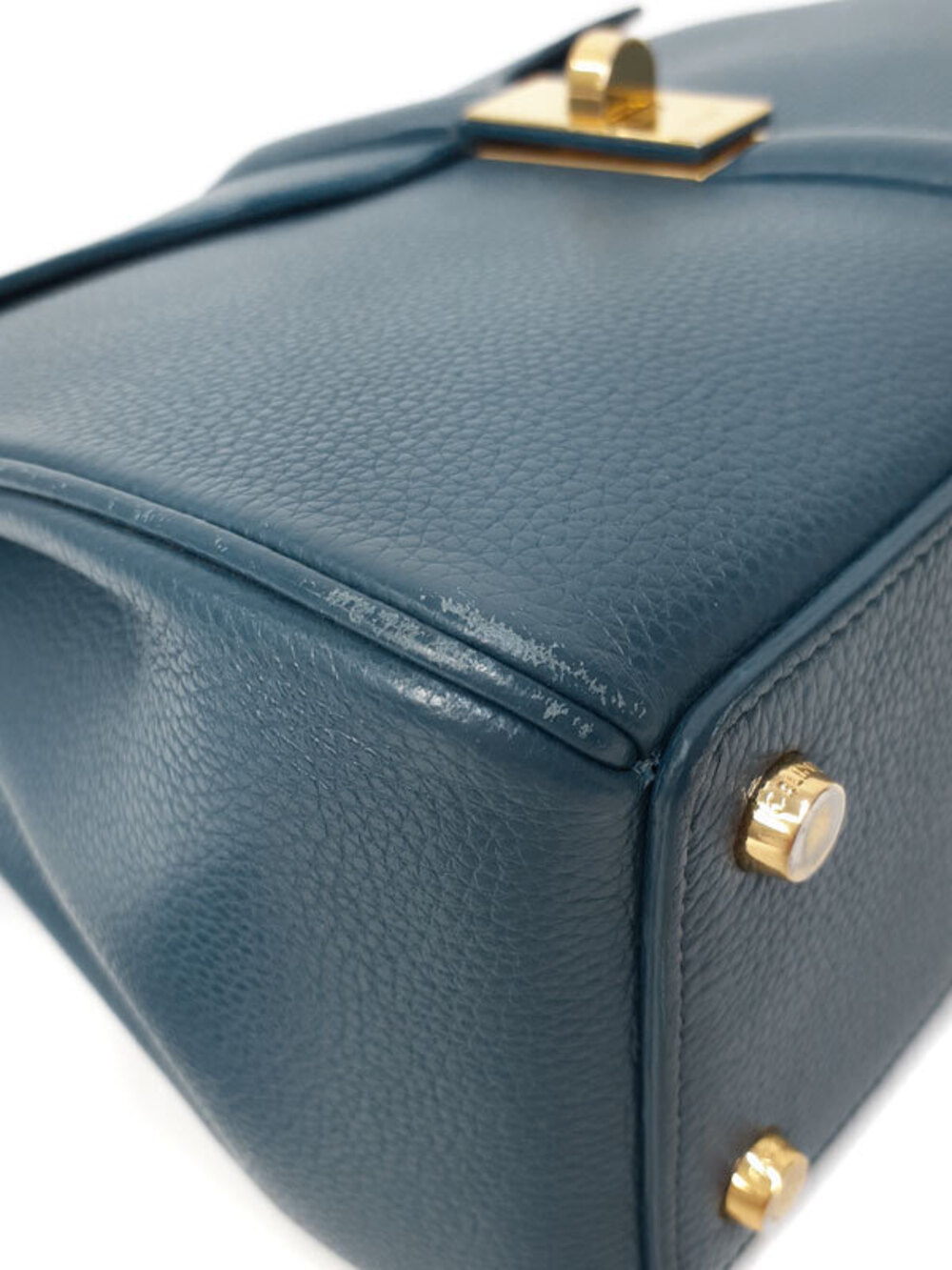 Celine 16 Bag Satinated Calfskin top handle turned metal White